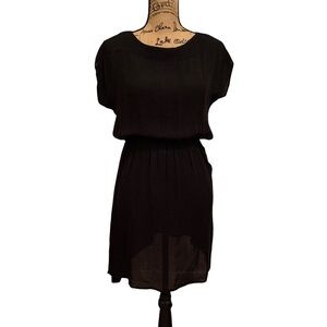 Anthropologie Zachary’s Smile Black Silk Short Sleeve Knee Length Dress Size 4